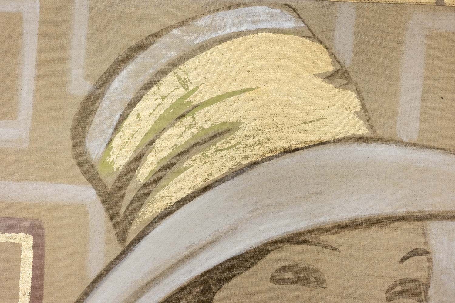 Painted Canvas Representing An Elegant Woman From The 1950s. Contemporary. photo vinterior