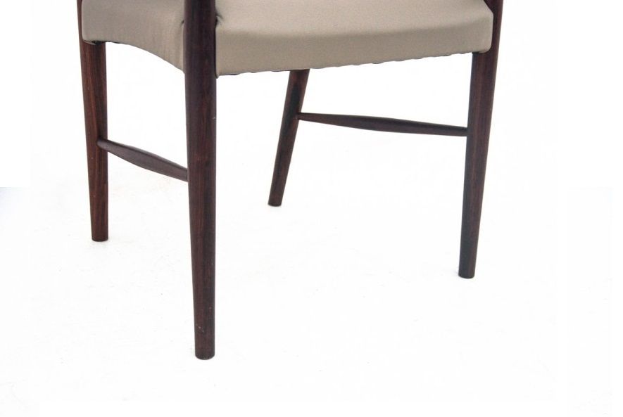 Scandinavian Modern Beige Leather Armchair, Denmark, 1960s. After Restoration. photo vintage