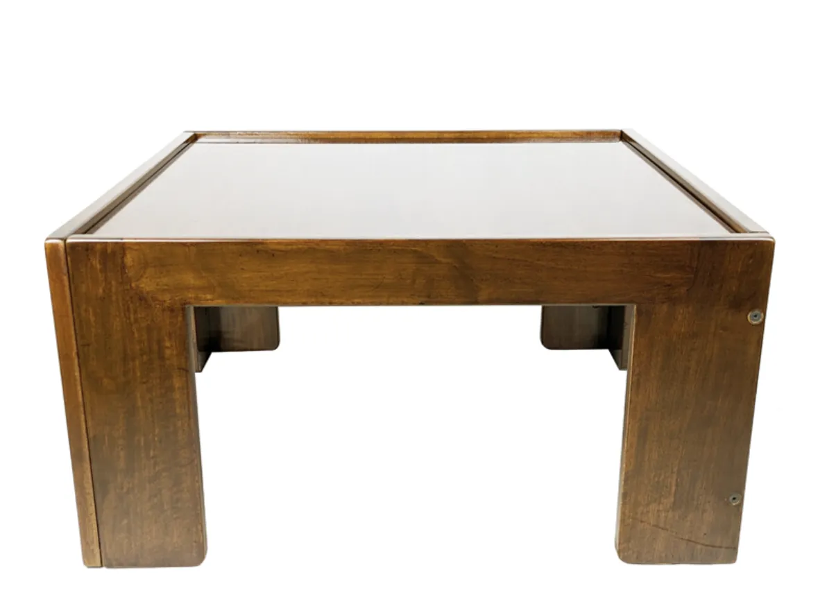 Walnut Square Coffee Table By Afra & Tobia Scarpa For Cassina, 1960s photo Furniture