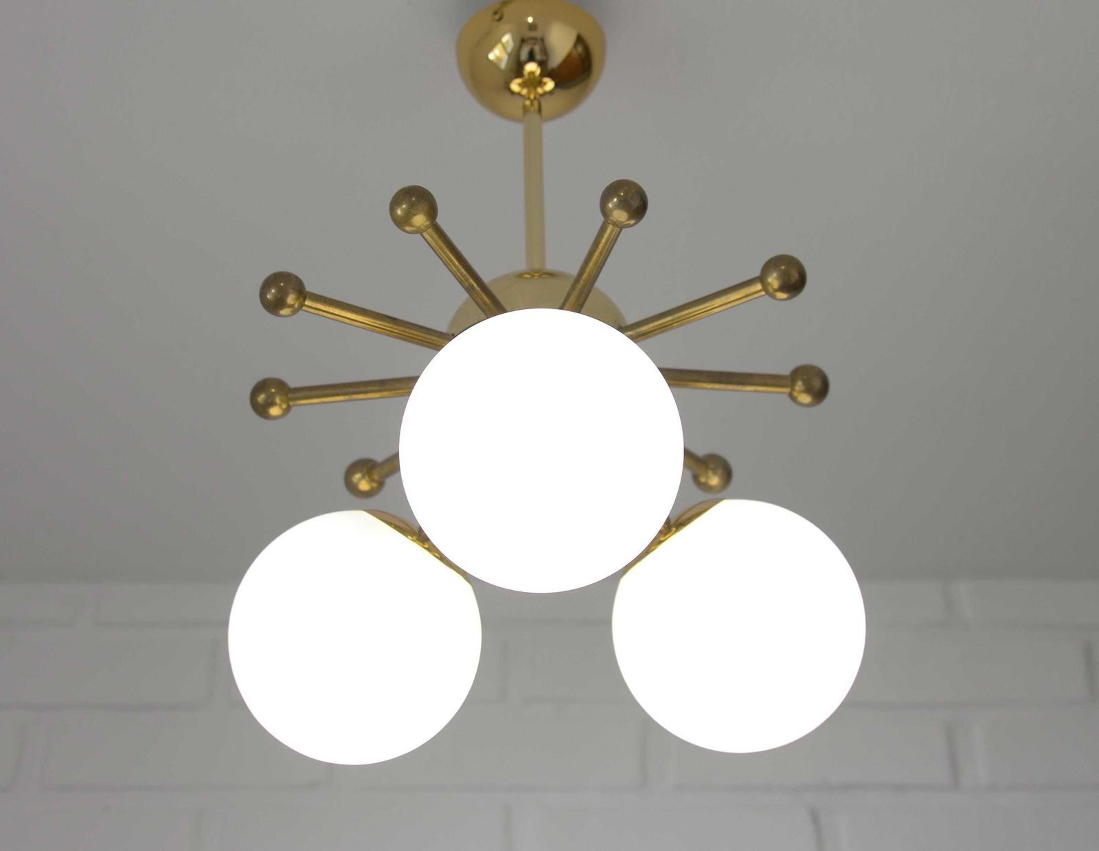Vintage Pendant Lamp / Sputnik Chandelier / Hanging Lamp / Semi Flesh Mount / Space Age Accent Lamp / Mid Century / Gold Ceiling Light photo furniture