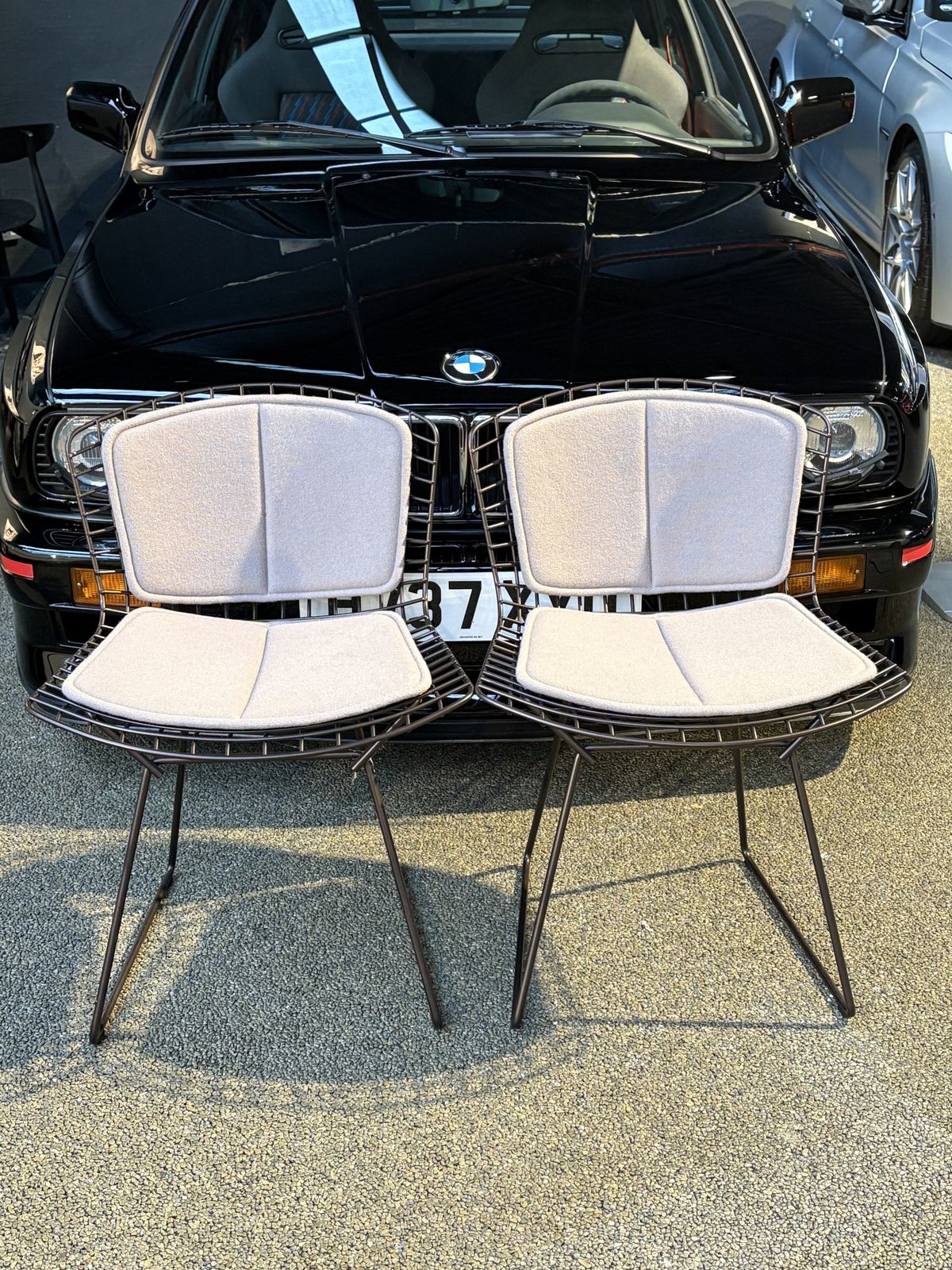 A Pair Of Knoll Bertoia Side Chairs With Seat Pads.