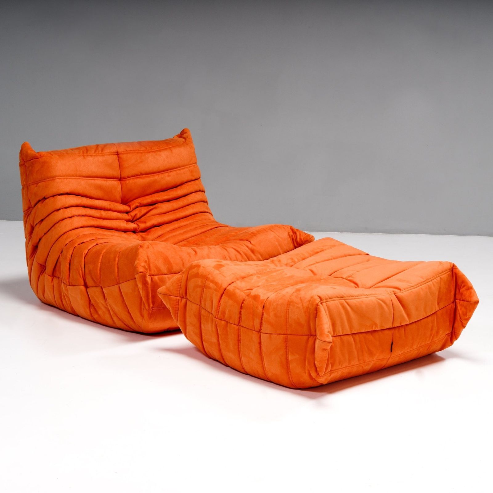 Ligne Roset By Michel Ducaroy Togo Orange Modular Sofa, Set Of Five photo vintage