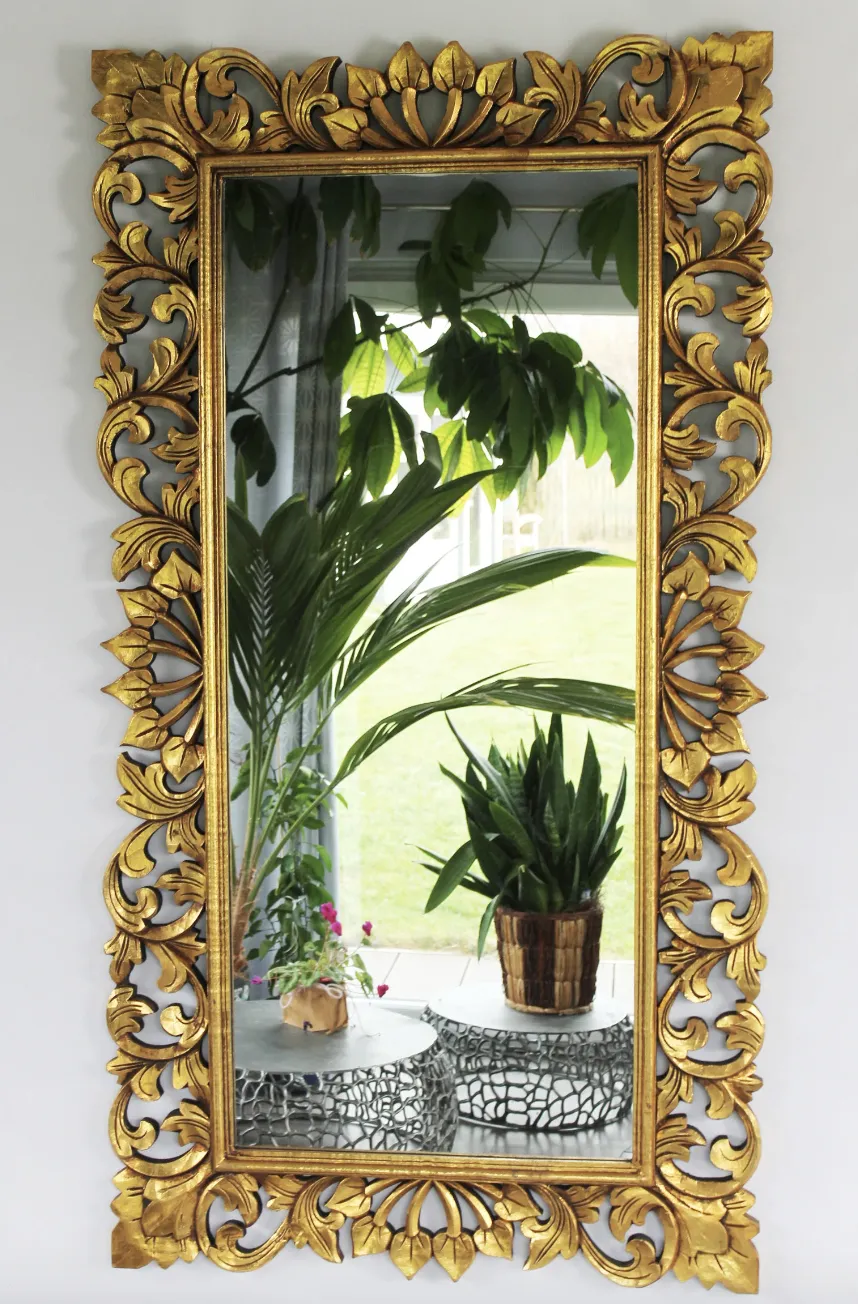 Naturesco   Baroque Wall Mirror Gold Antique   Baroque Wooden Frame Wooden Gold 150 Cm X 80 Cm photo Home Decor