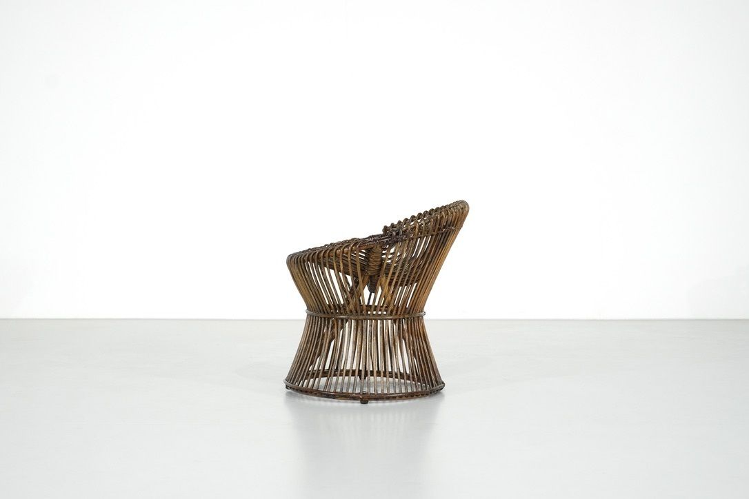 Stool In Rattan Style Franco Albini Italy, 1960s. photo furniture