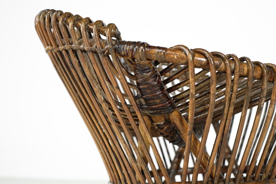 825.0 Stool In Rattan Style Franco Albini Italy, 1960s. photo