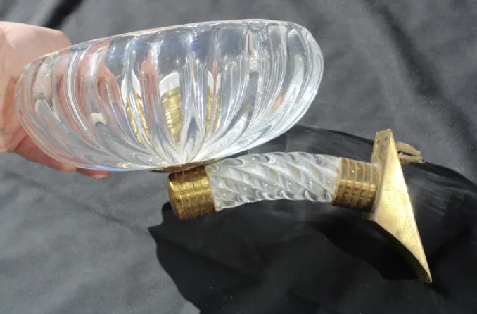 2535.0 Pair Of Barovier 1940 Murano Wall Lamps Brass Parts photo