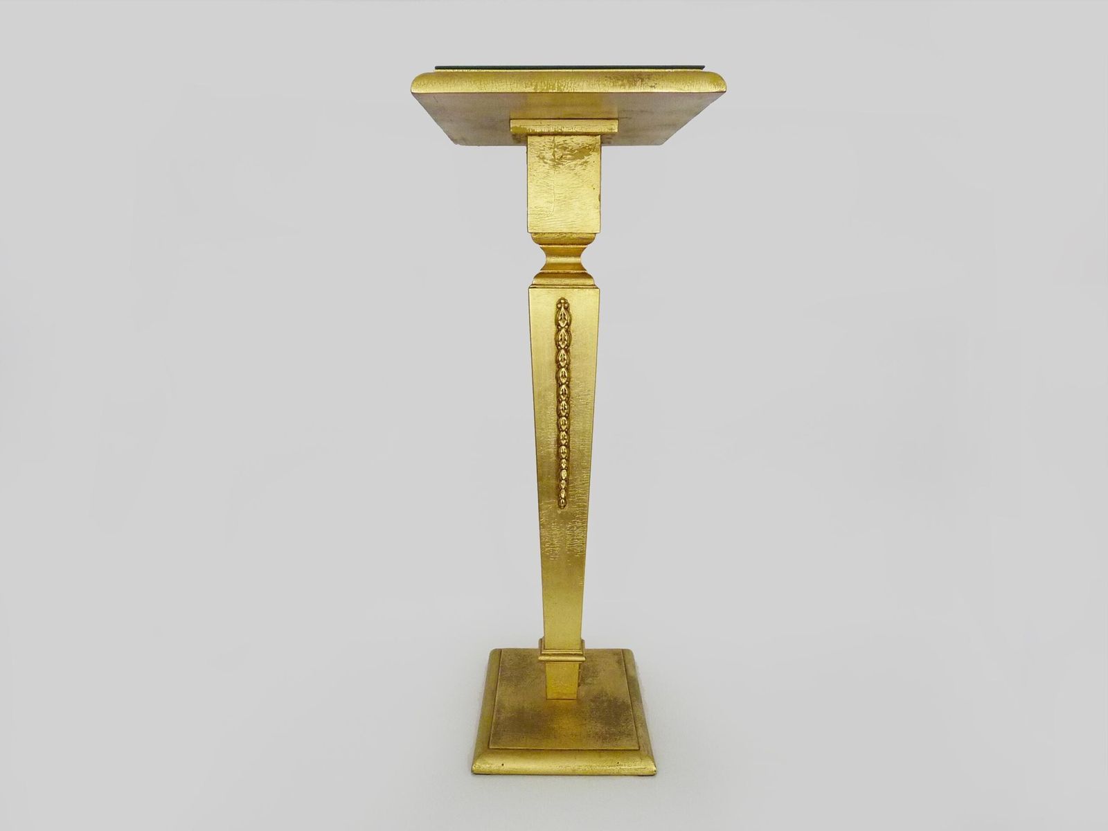 Console, Pedestal Table, Side Table In Gilded Wood, Beveled Mirror Top. 1970s photo Furniture