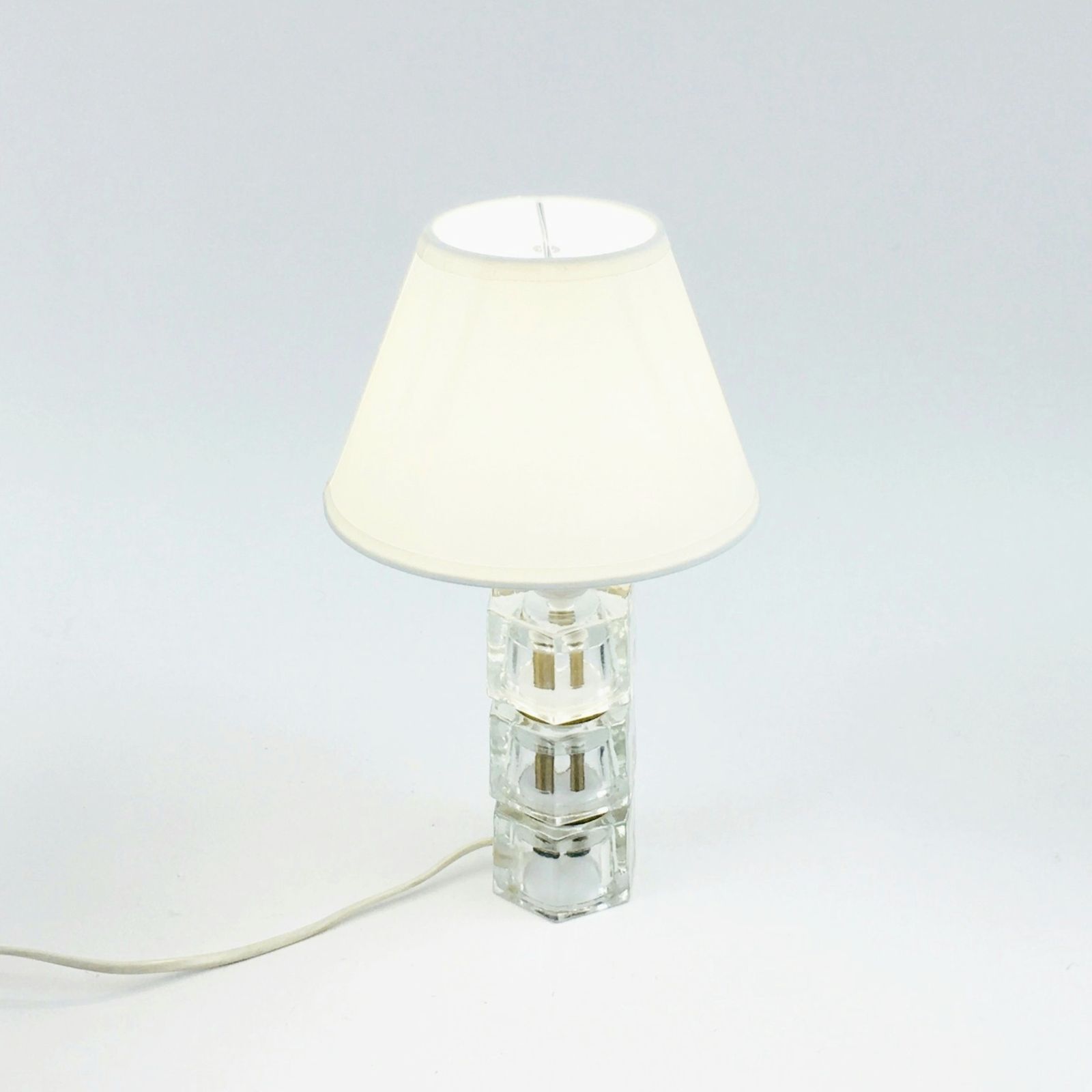Scandinavische Glas  En Messing Tafellamp / Nachtkastlamp Van Carl Fagerlund Voor Orrefors, Zweden, Jaren 1960 photo for sale