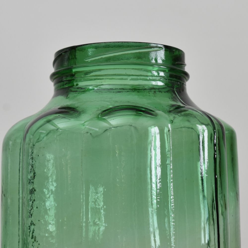 Ribbed Hungarian Vintage Storage Jar Vase – Green photo Home Decor