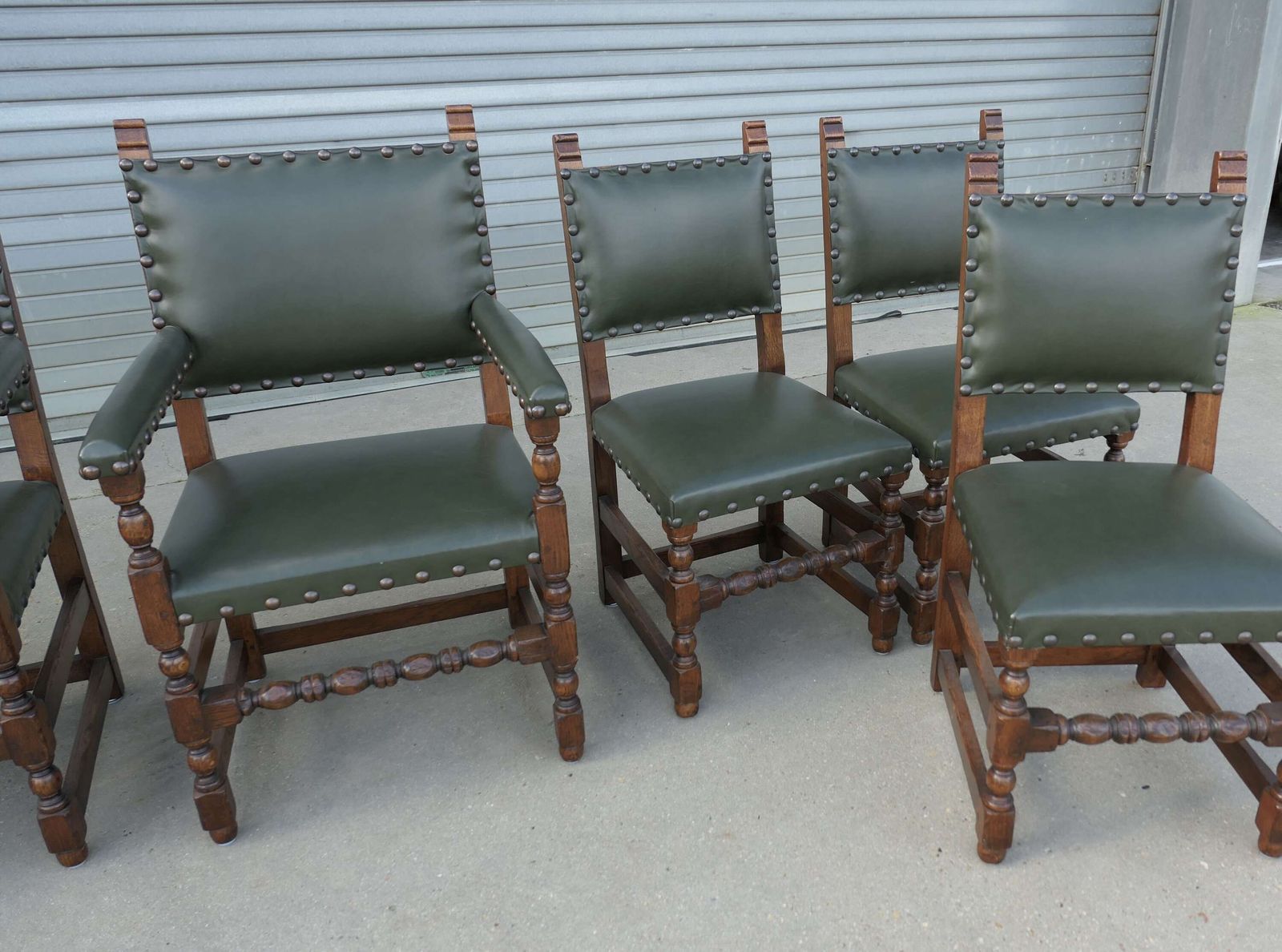photo buy Mid Century Country Oak Refectory Table With Oak And Leather Dining Chairs