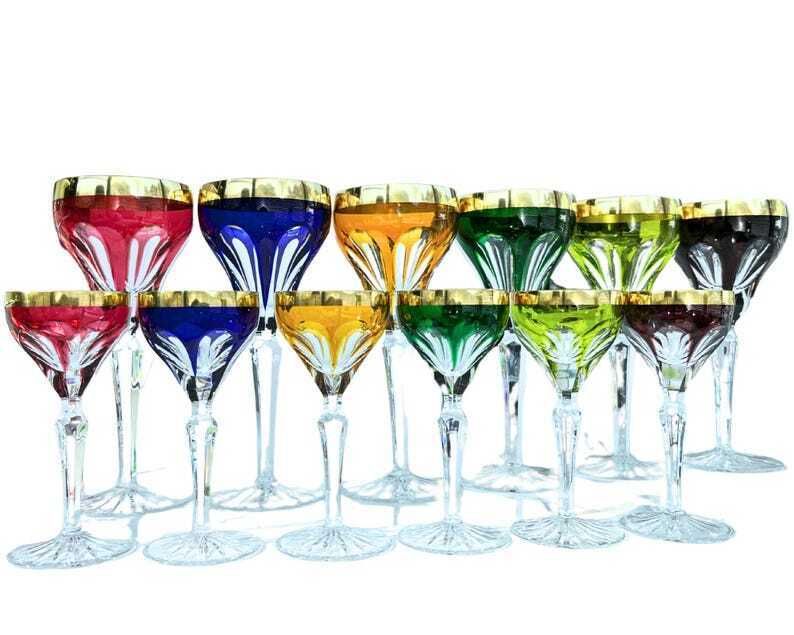 Colored Wine Glasses | 12pcs | Including Cordial | Lady Hamilton