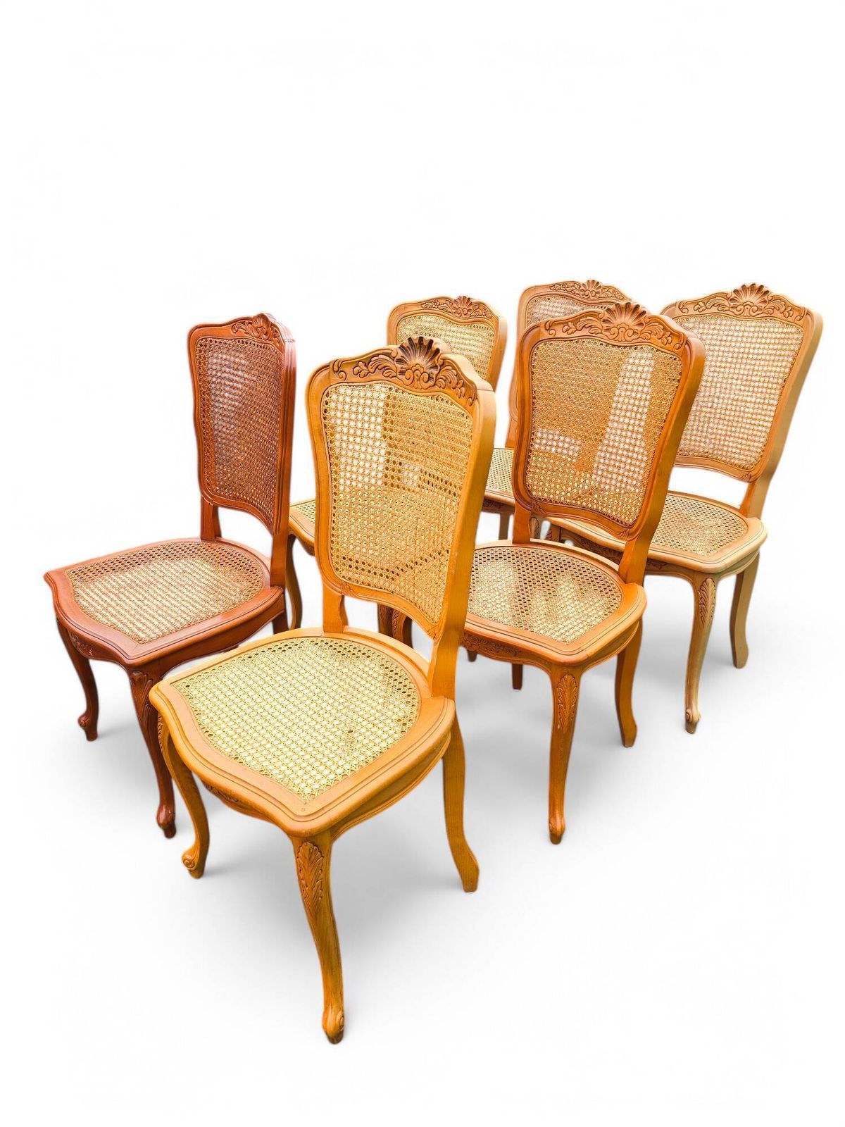 Set Of 6 Louis XV Style Cherry Wood Chairs photo Furniture