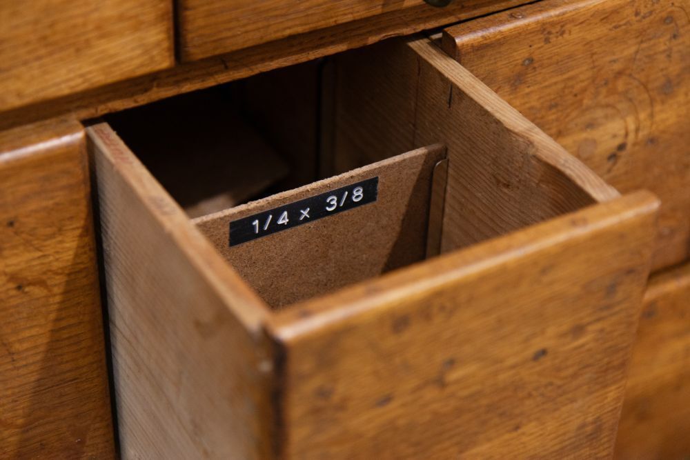 Vintage Shop Haberdashery Cabinet With Rolling Ladder photo vintage