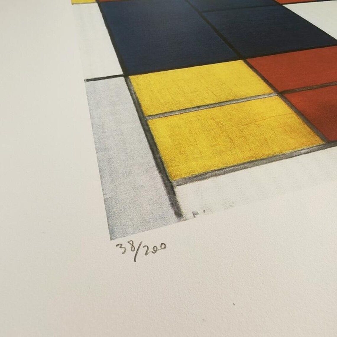 1970s Piet Mondrian Limited Editioin Lithograph Numbered In Pencil. photo Art