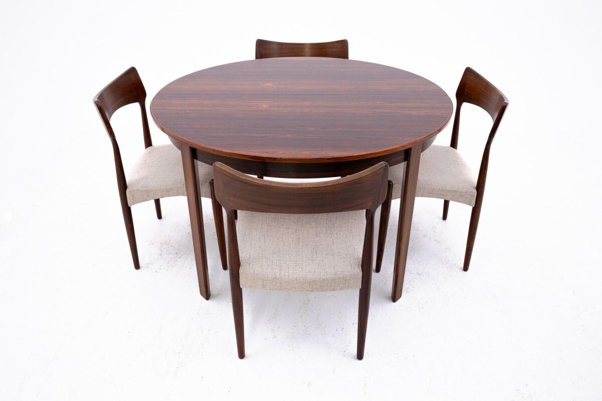 Round Table With Four Chairs From The 1960s, Denmark. After Renovation. photo furniture