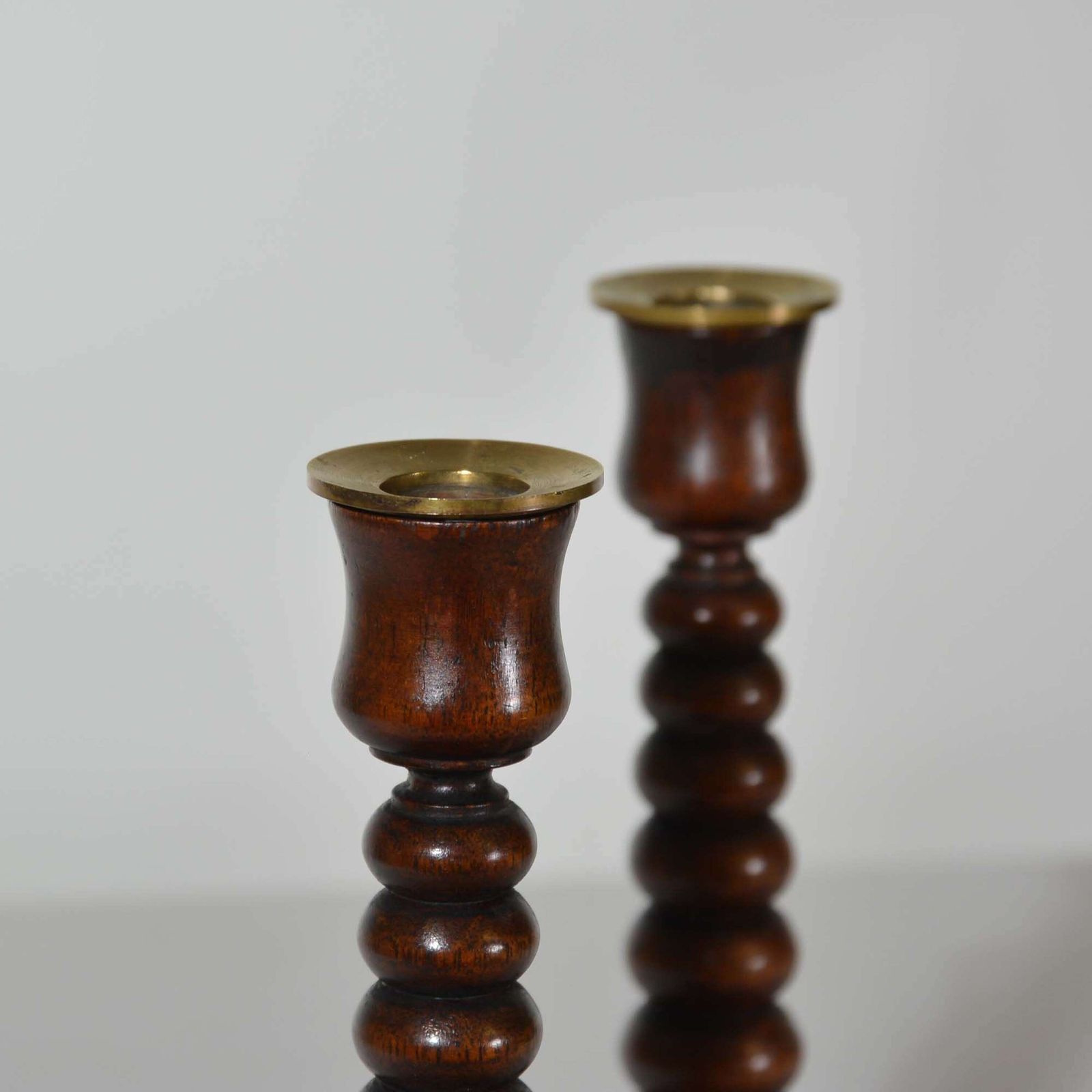 A Pair Of Bobbin Turned Teak Candlesticks   Royal Yacht Hms Renown photo Home Decor