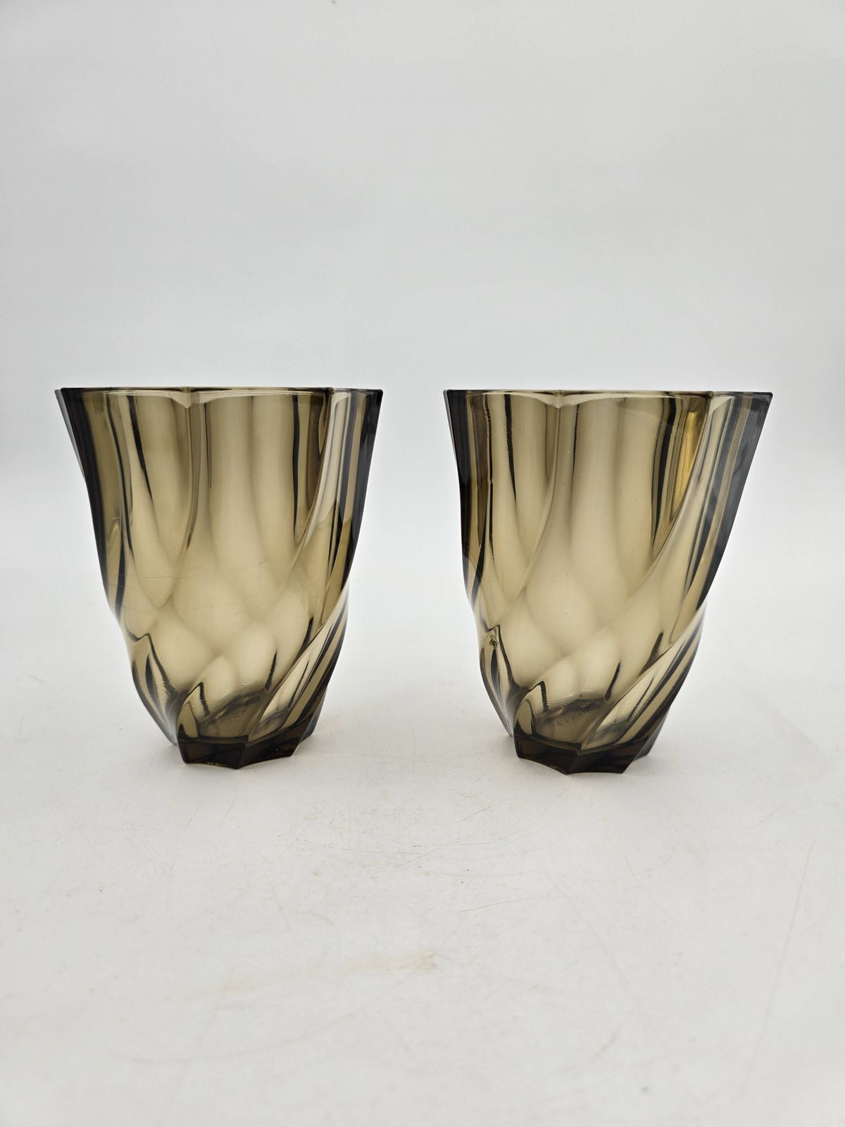 Pair Of 50's Smoked Glass Vases photo vintage