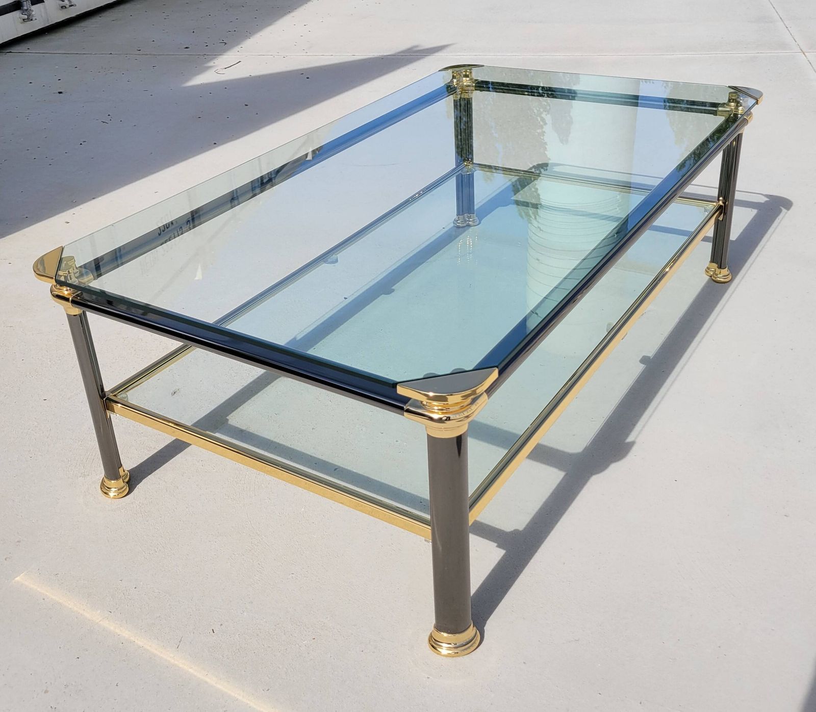 Vintage Glass And Brass Coffee Table From The 70s   80s Italian Design photo 251.0