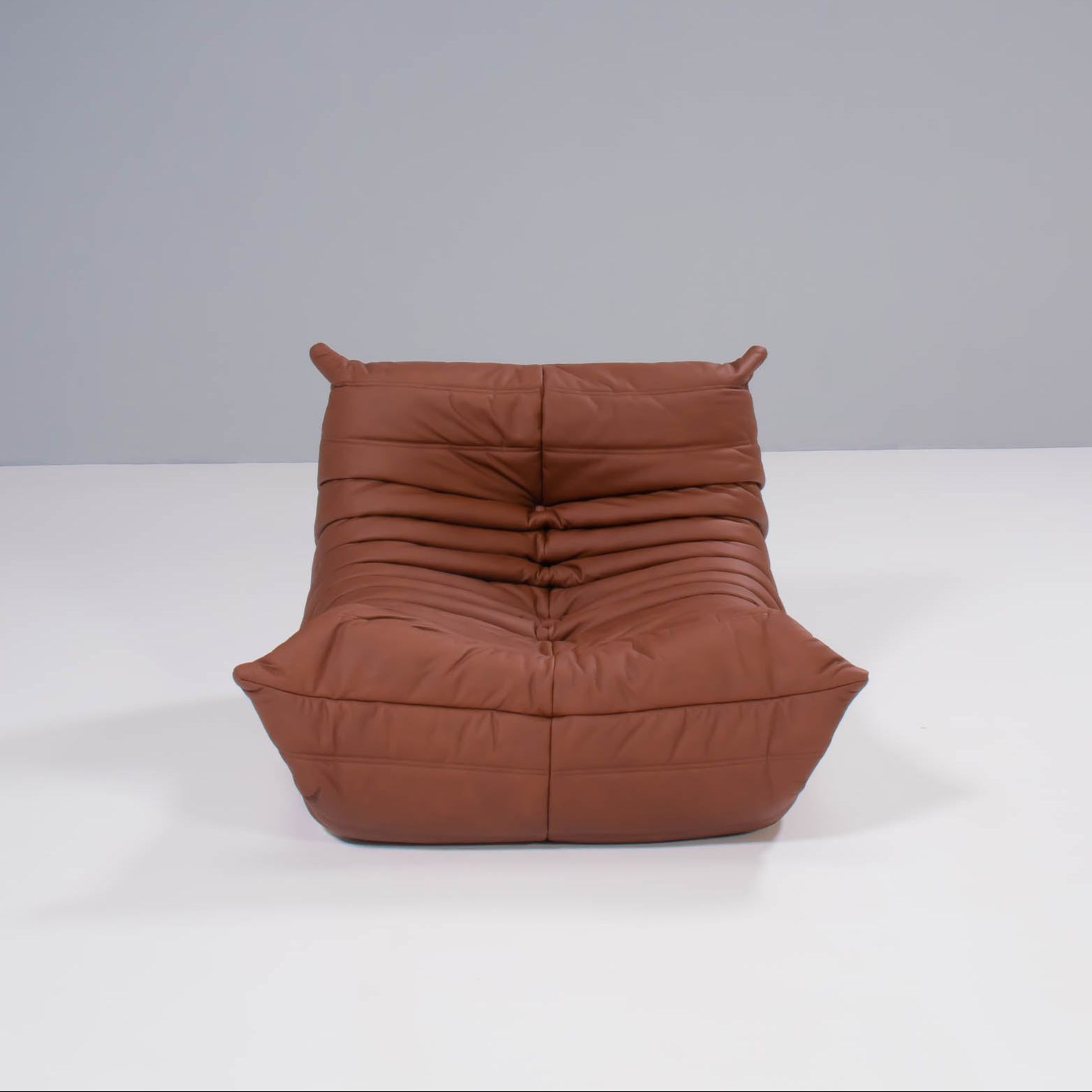 Ligne Roset By Michel Ducaroy Togo Brown Leather Modular Sofa And Footstool, Set Of Five photo Furniture