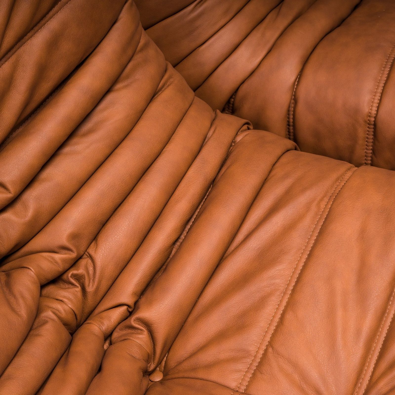 Ligne Roset By Michel Ducaroy Togo Brown Leather Modular Sofa And Footstool, Set Of Five photo buy