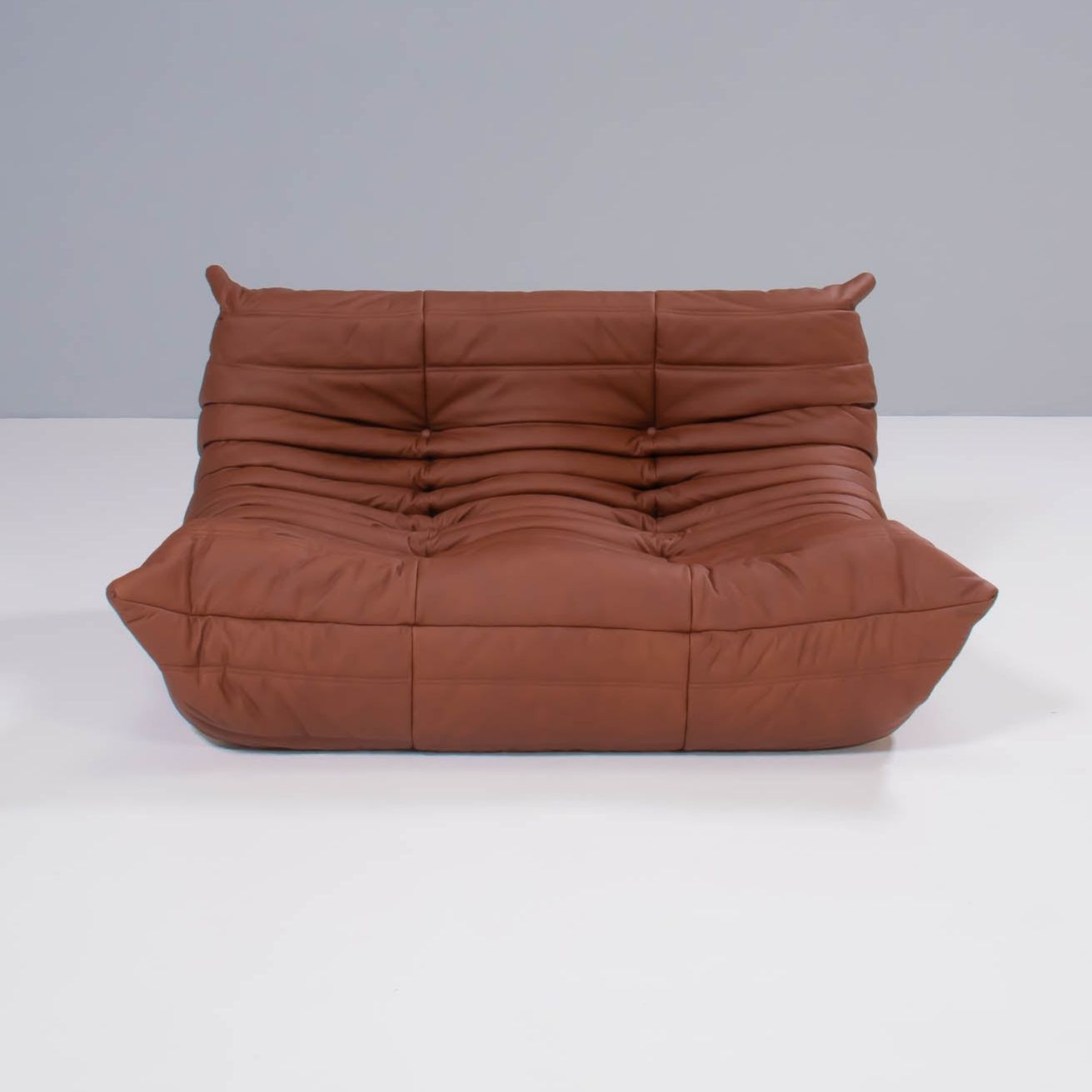 photo buy Ligne Roset By Michel Ducaroy Togo Brown Leather Modular Sofa, Set Of Three