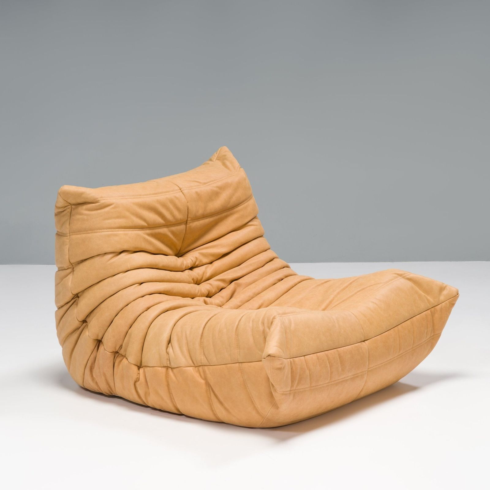 Ligne Roset By Michel Ducaroy Camel Brown Leather Togo, Set Of Five photo for sale