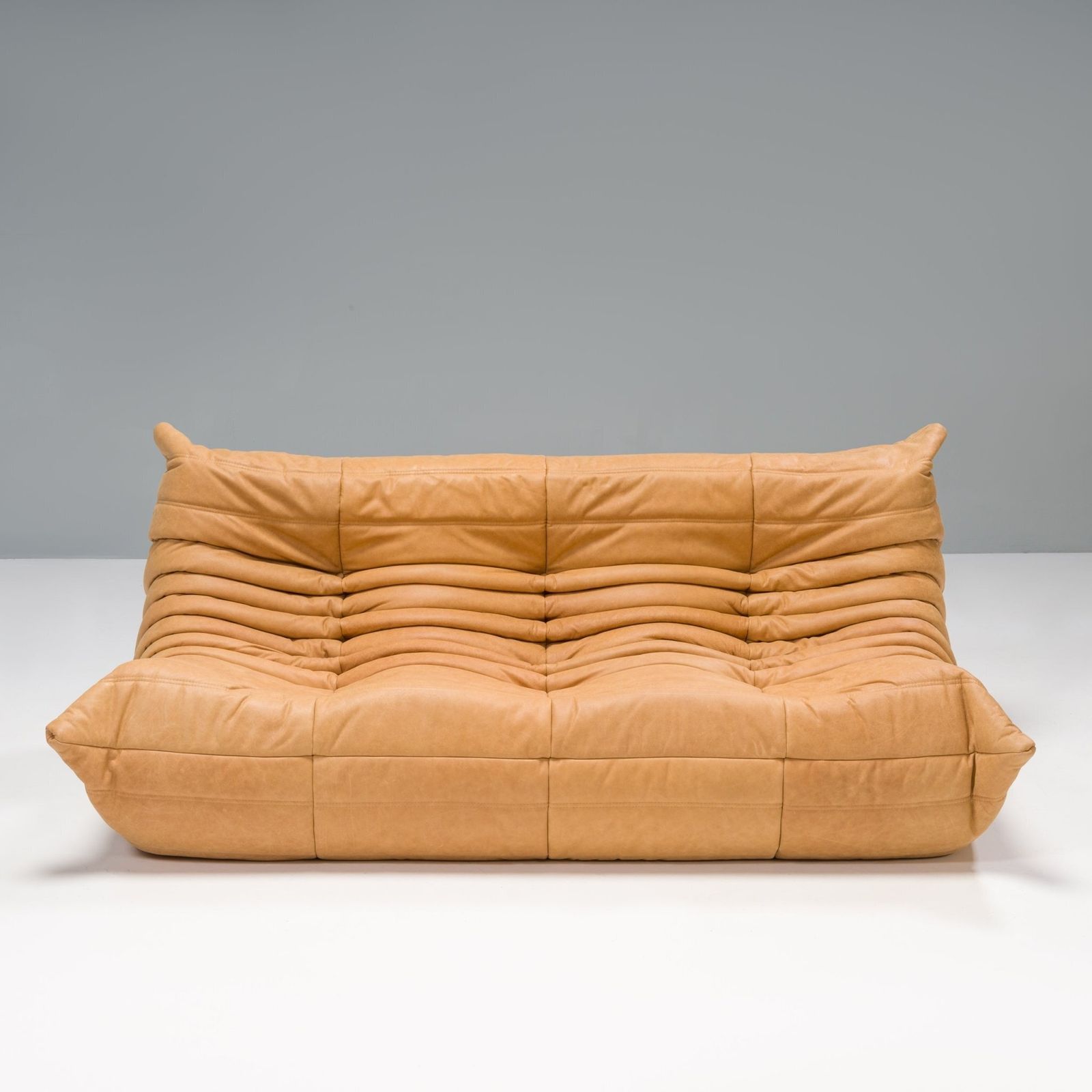 Ligne Roset By Michel Ducaroy Camel Brown Leather Togo, Set Of Five photo vinterior