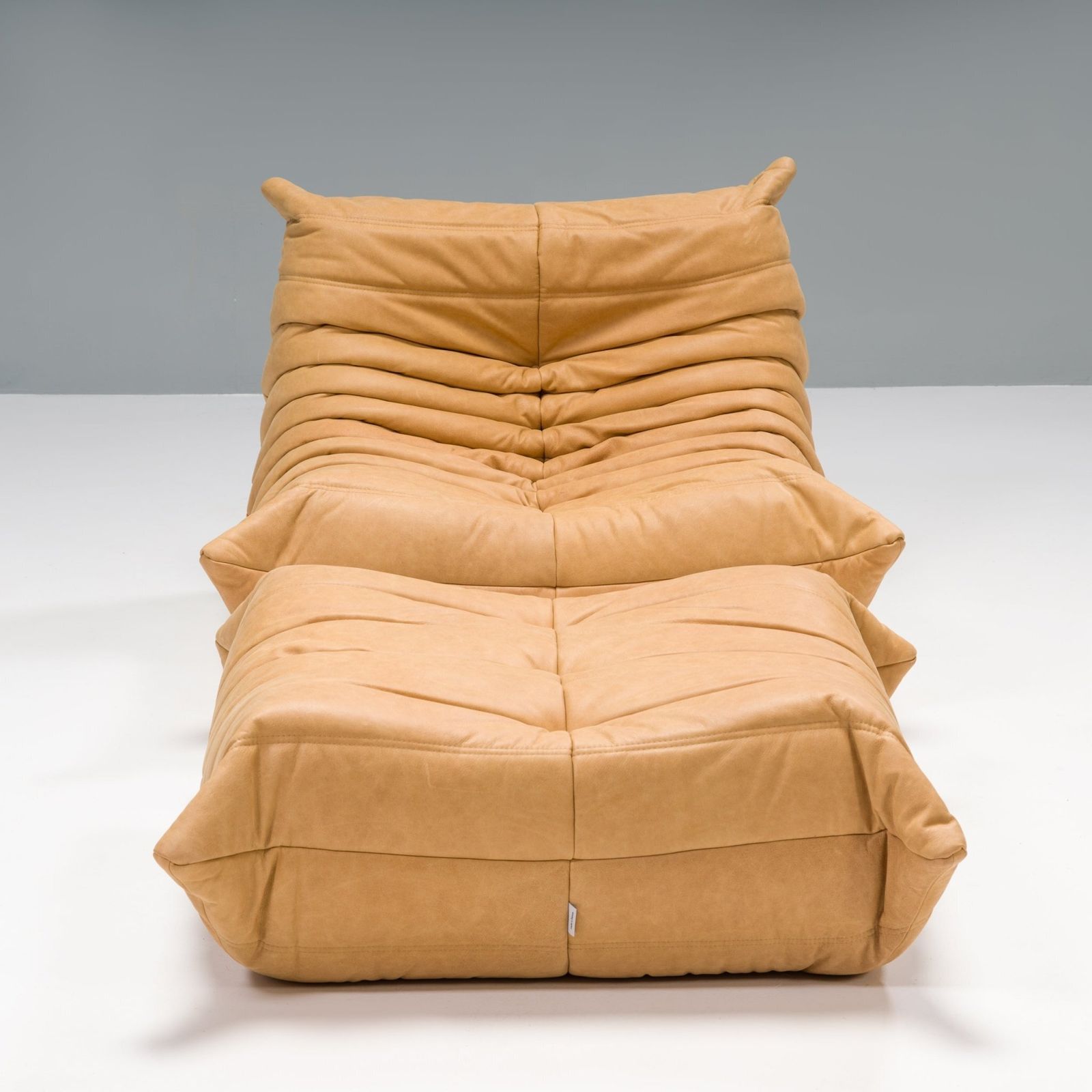 photo for sale Ligne Roset By Michel Ducaroy Camel Brown Leather Togo, Set Of Five