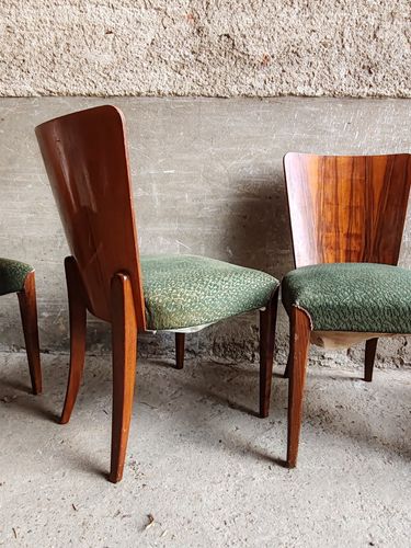 Dining Chairs Vintage X 4 Jindtich Halabala, Beech, Walnut Czech 1940s  Art Deco photo vinterior