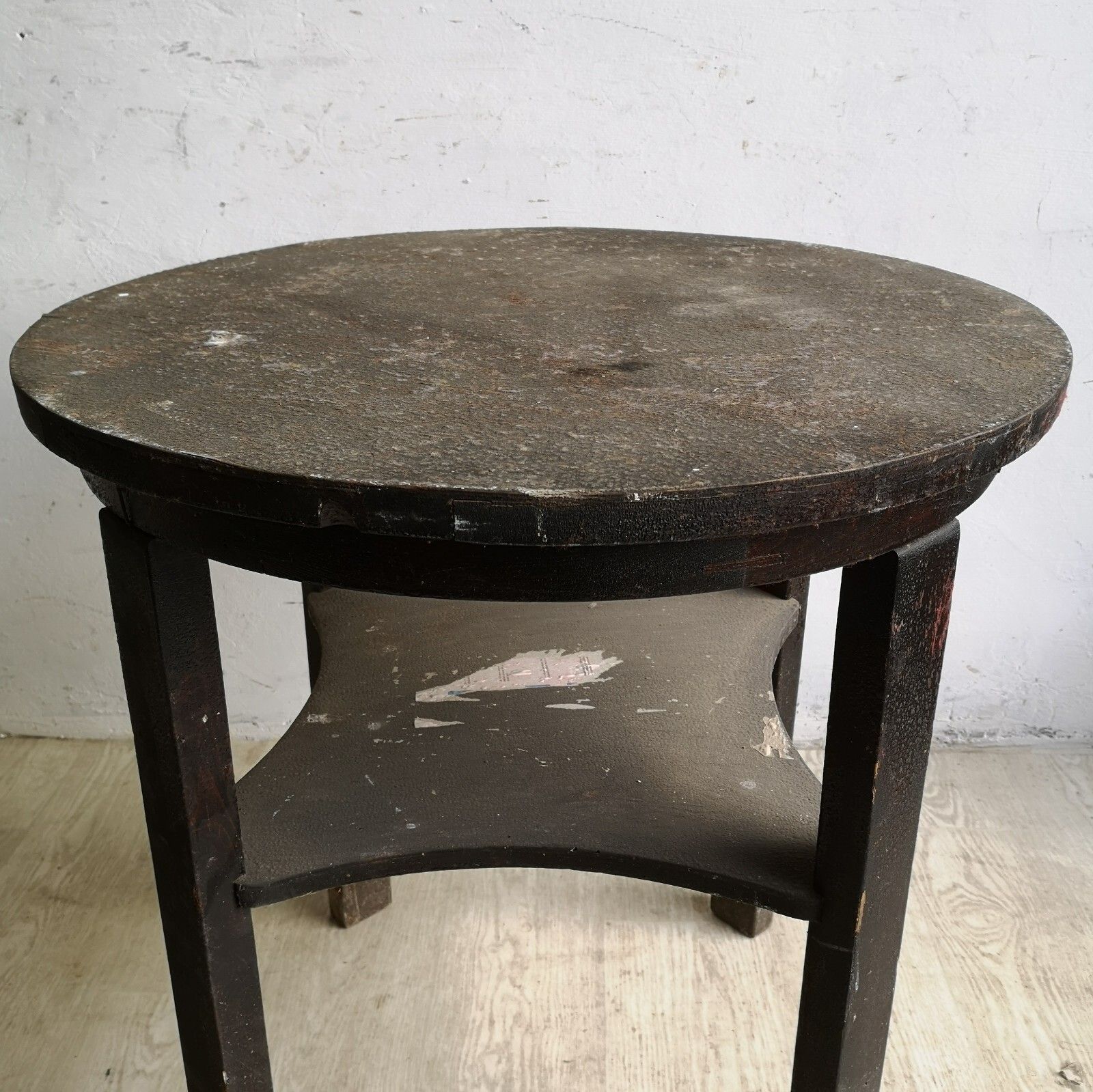 photo furniture Set Of 2 Old Primitive Wooden Circular Tables Shabby Scratch Built, Atmospheric