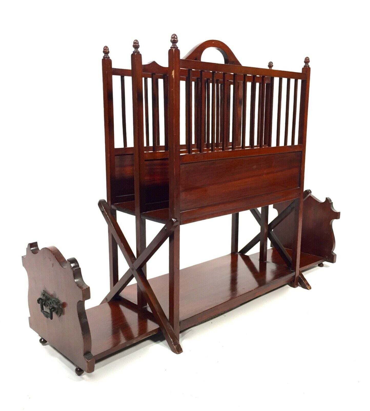 Antique Tabletop High Quality Mahogany Canterbury & Book Slide Combination C1900 photo vintage
