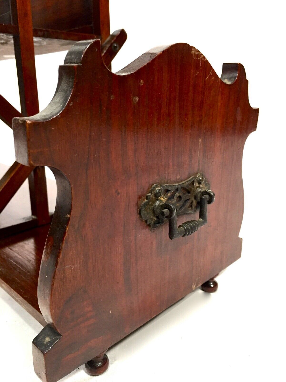 Home Decor Antique Tabletop High Quality Mahogany Canterbury & Book Slide Combination C1900 photo