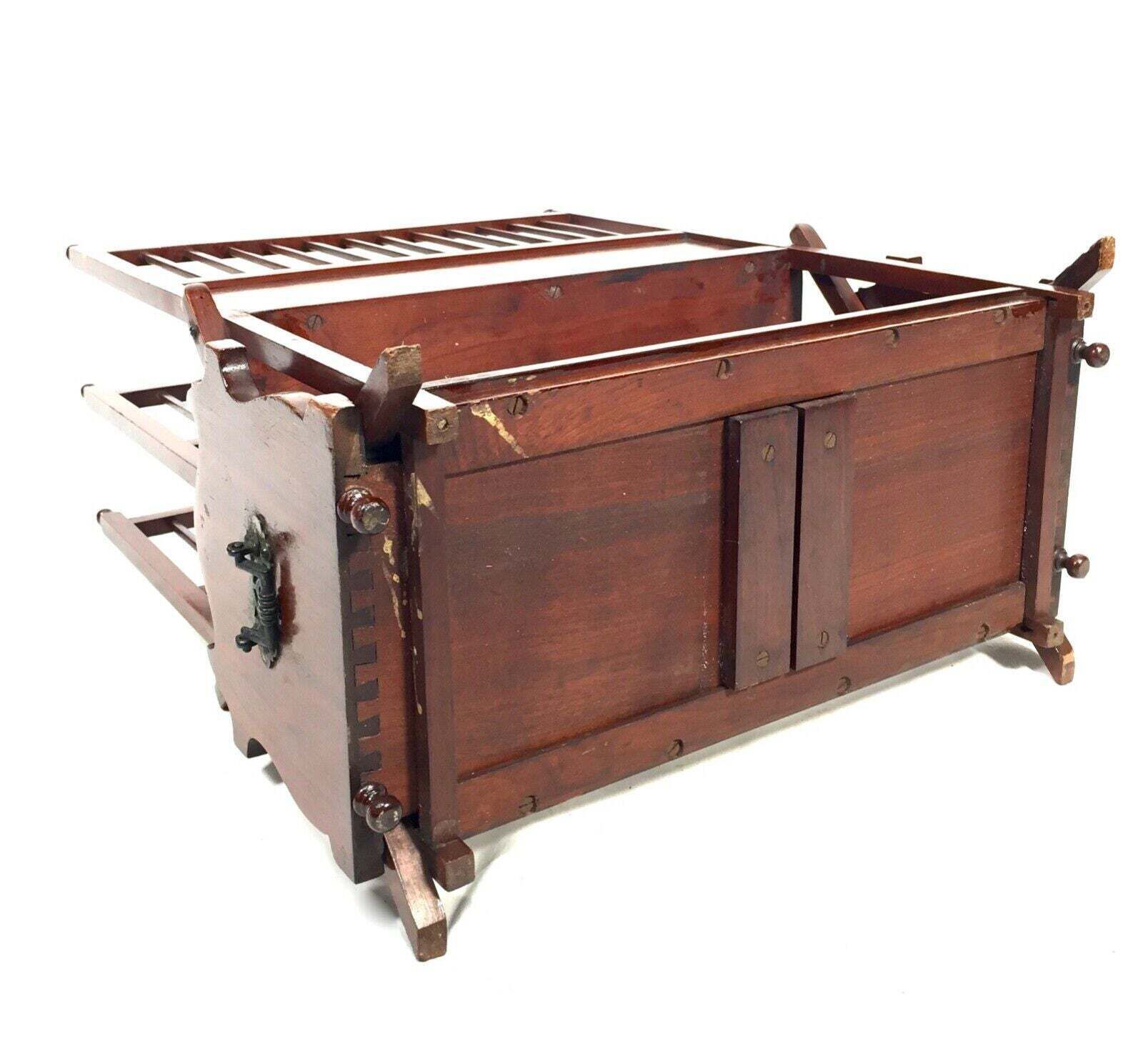 photo vinterior Antique Tabletop High Quality Mahogany Canterbury & Book Slide Combination C1900