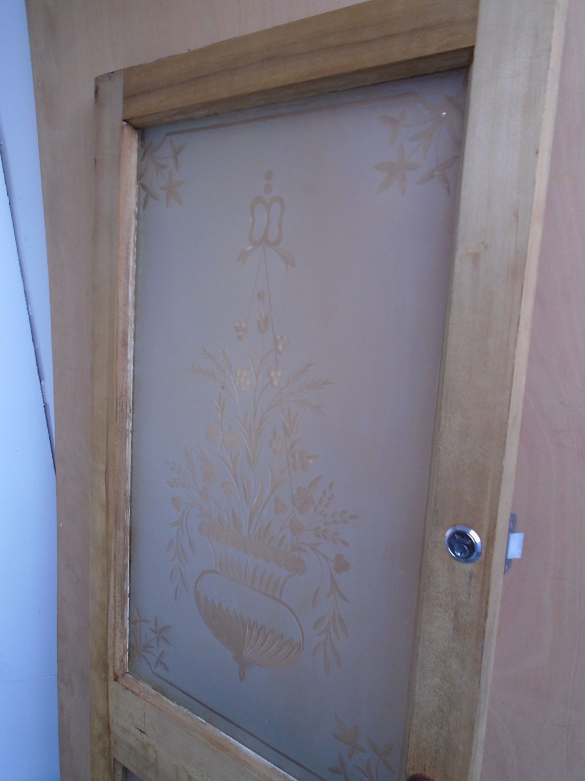 photo furniture An Original Victorian Pine Etched Bathroom / Ensuite / Utility Door To Wax/Paint