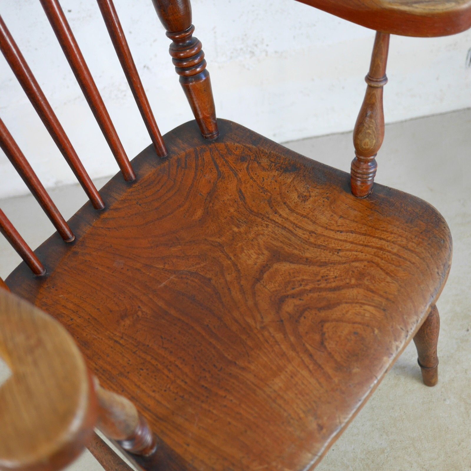 Antique Elm & Beech Windsor Armchair Grandfather Chair Country House #102811 photo Furniture