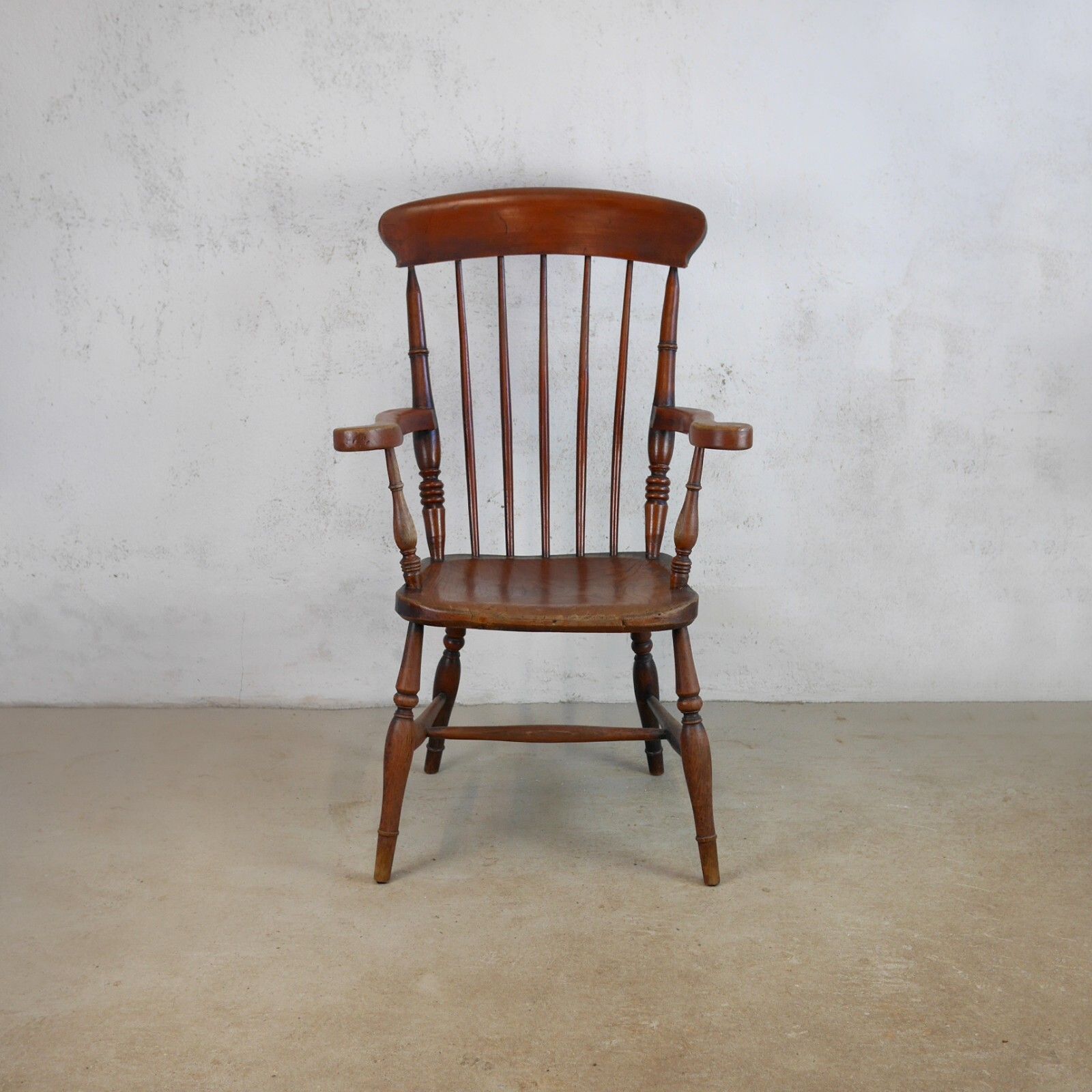 Antique Elm & Beech Windsor Armchair Grandfather Chair Country House #102811 photo vintage