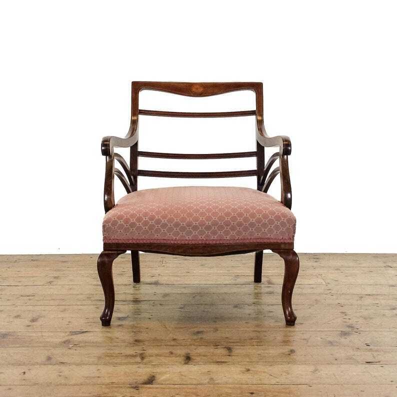 Antique Edwardian Mahogany Upholstered Armchair | Captain's Armchair | Antique Armchair | Antique Seating | Home Office (M 5907) photo furniture