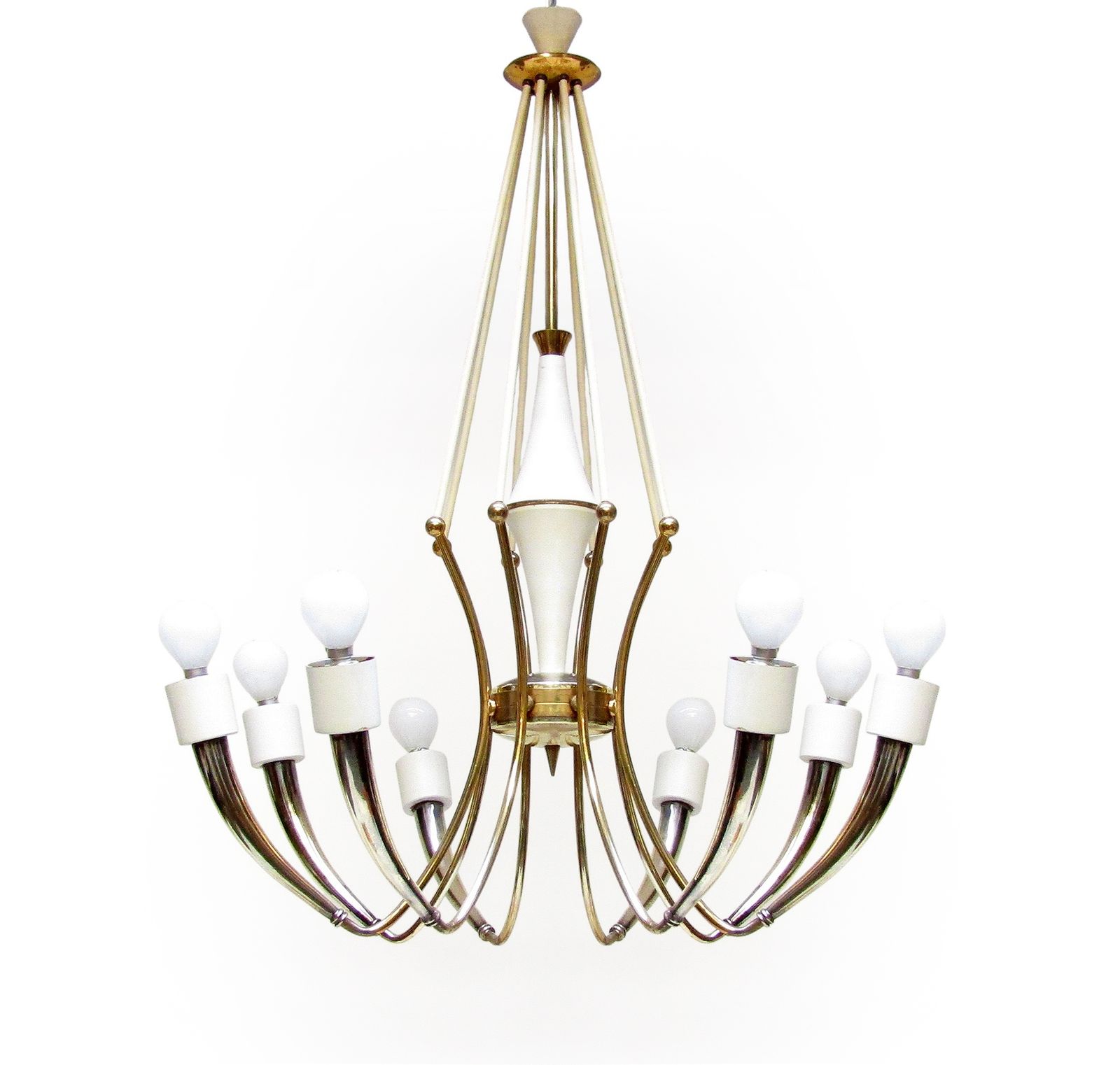 Large 1950s Italian Spider Chandelier By Oscar Torlasco For Lumi