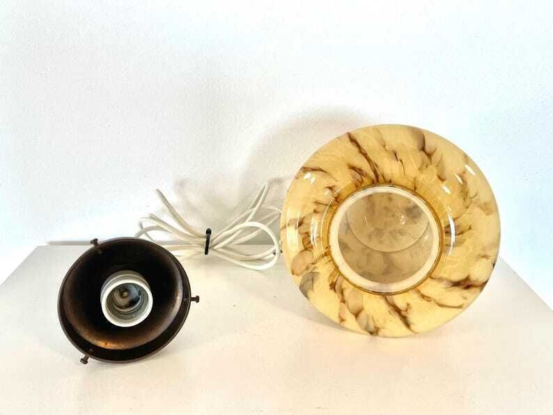 photo furniture Antique Art Deco Marbled Glass Ceiling Lamp In Organic Shape With Stunning Design Shade And Beautiful Details