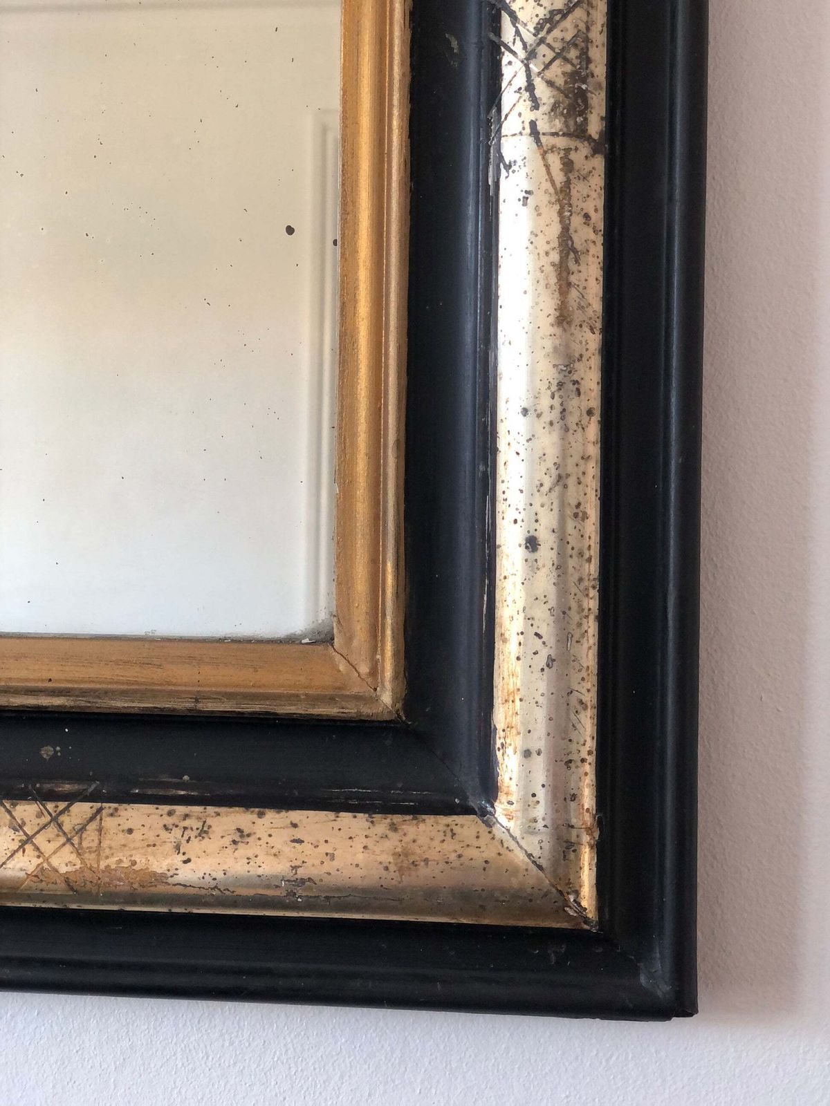 Antique French Louis Philippe Silvered Giltwood Mirror – Late 19th Century photo Home Decor