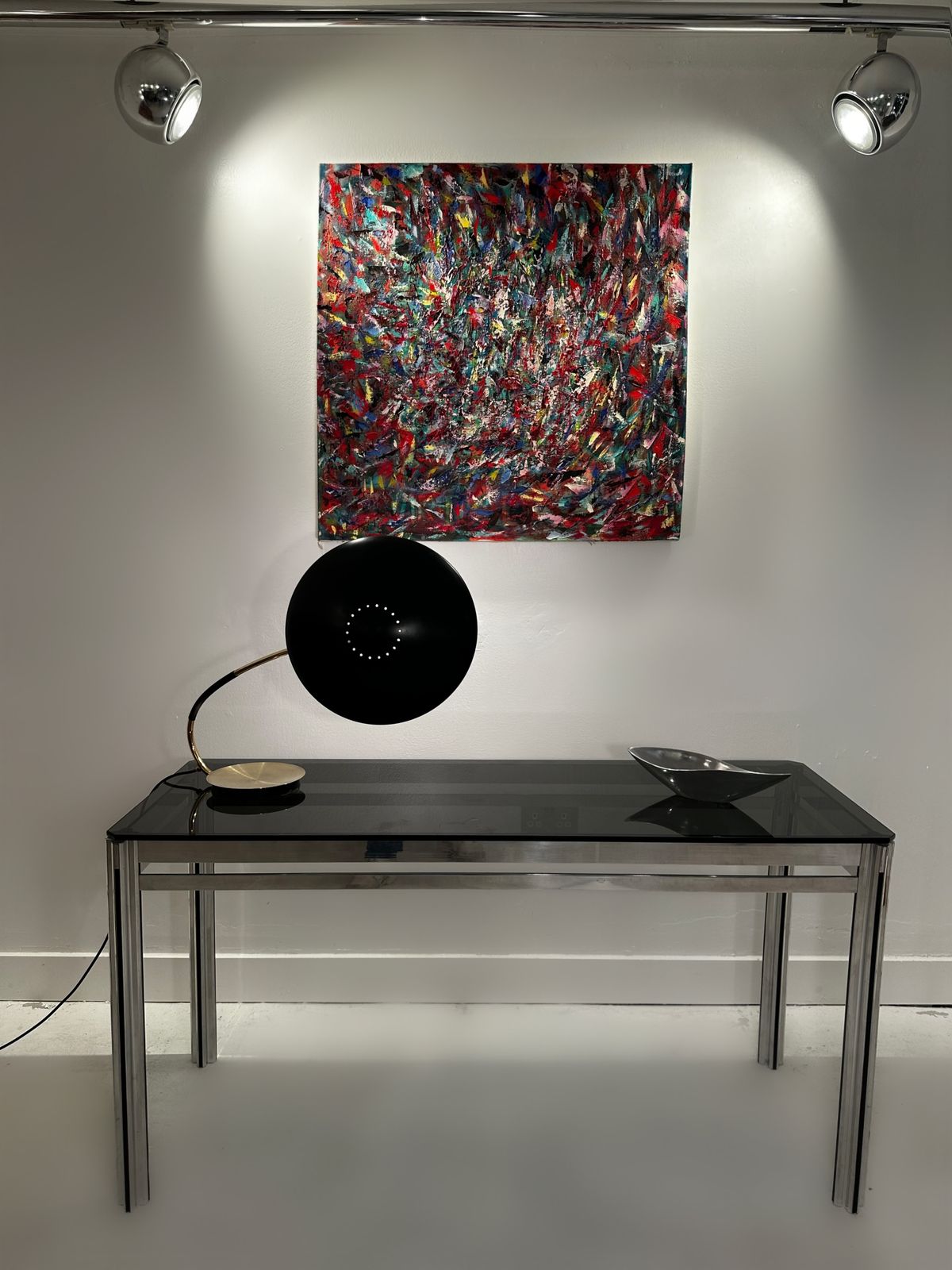 George Ciancimino Console In Chrome And Smoked Glass, 1970 photo buy