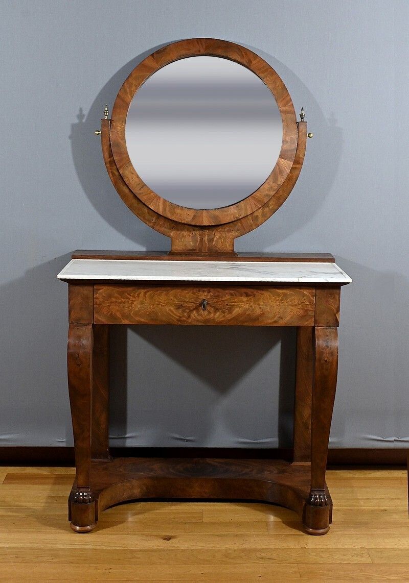 Mahogany Burl Dressing Table, Restoration Period – Early 19th Century photo furniture