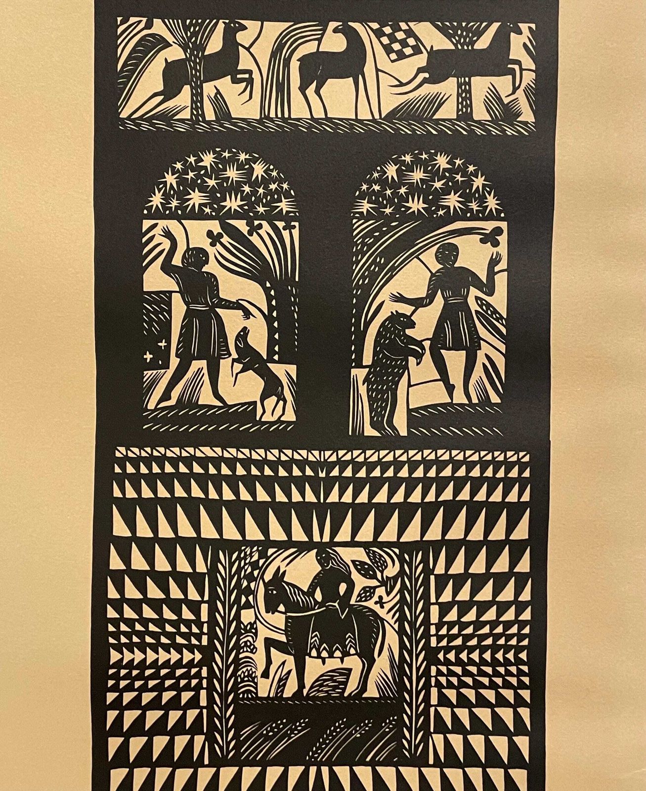 Vintage Original Danish Lithographic Print With Animal And Fairytale Motives By Sonia Brandes (1946 )   Expressionistic Art From Denmark photo Art