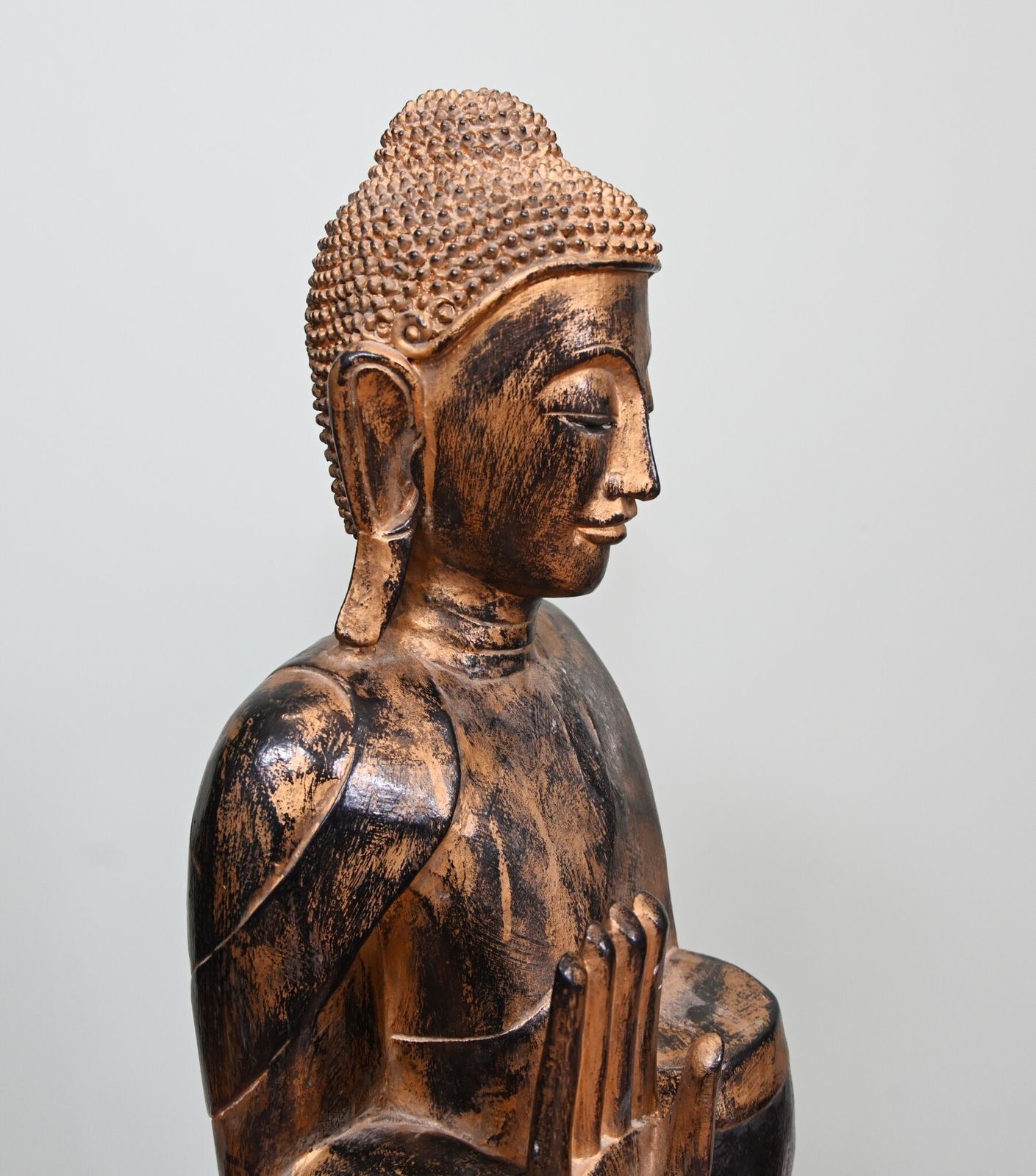 Standing Burmese Buddha Statue Carved Myanmar Buddhist Art 1930 photo buy