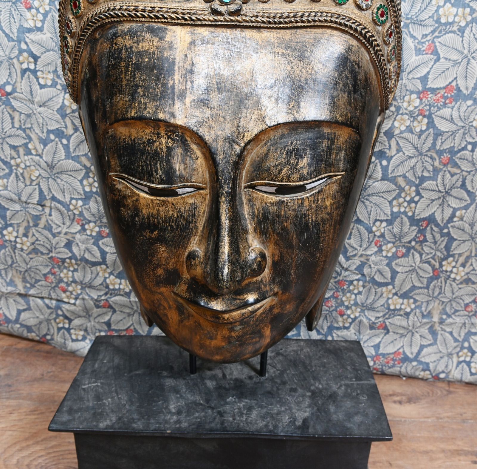 Vintage Burmese Buddha Bust Buddhism Mask Namaste 1930 photo furniture