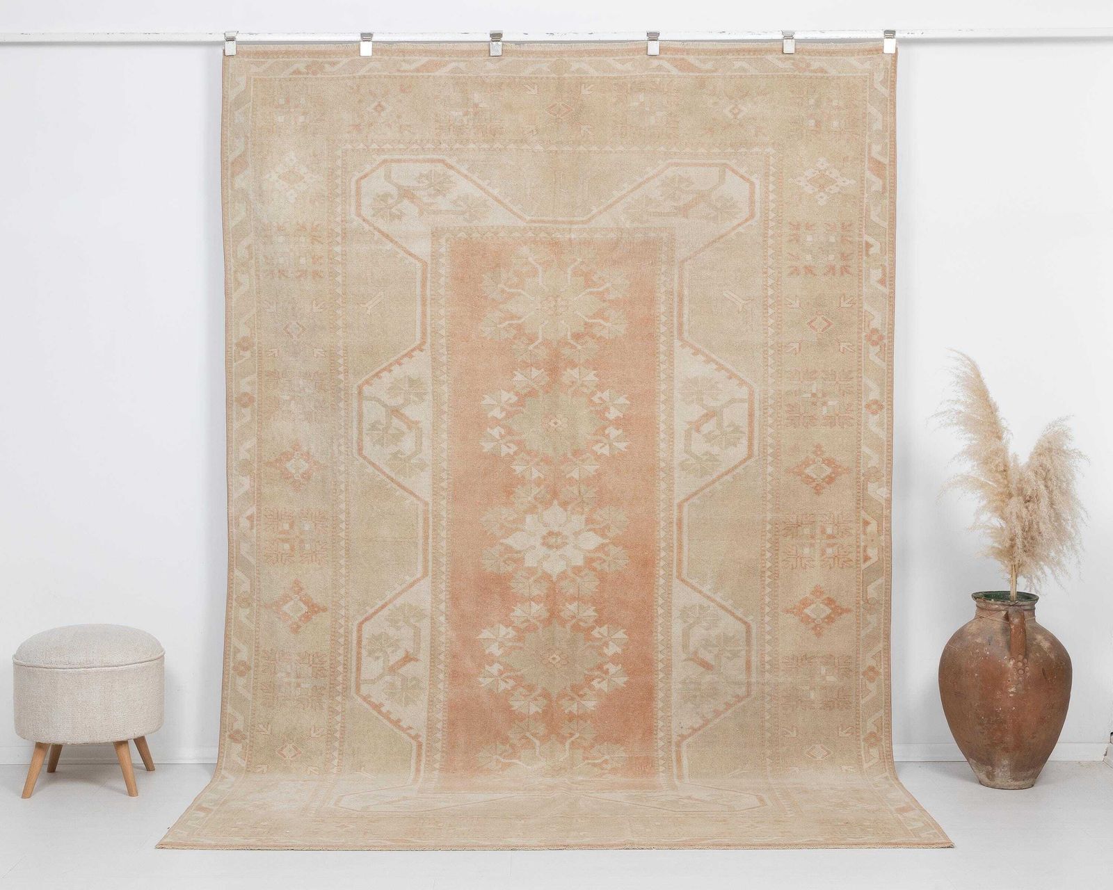 10 X 7 Oushak Rug, Unique Turkish Rug, Antique Rug, Vintage Rug, Large Rug, Living Room Rug, Handmade Rug, Area Rug, Faded Orange Rug, A4850