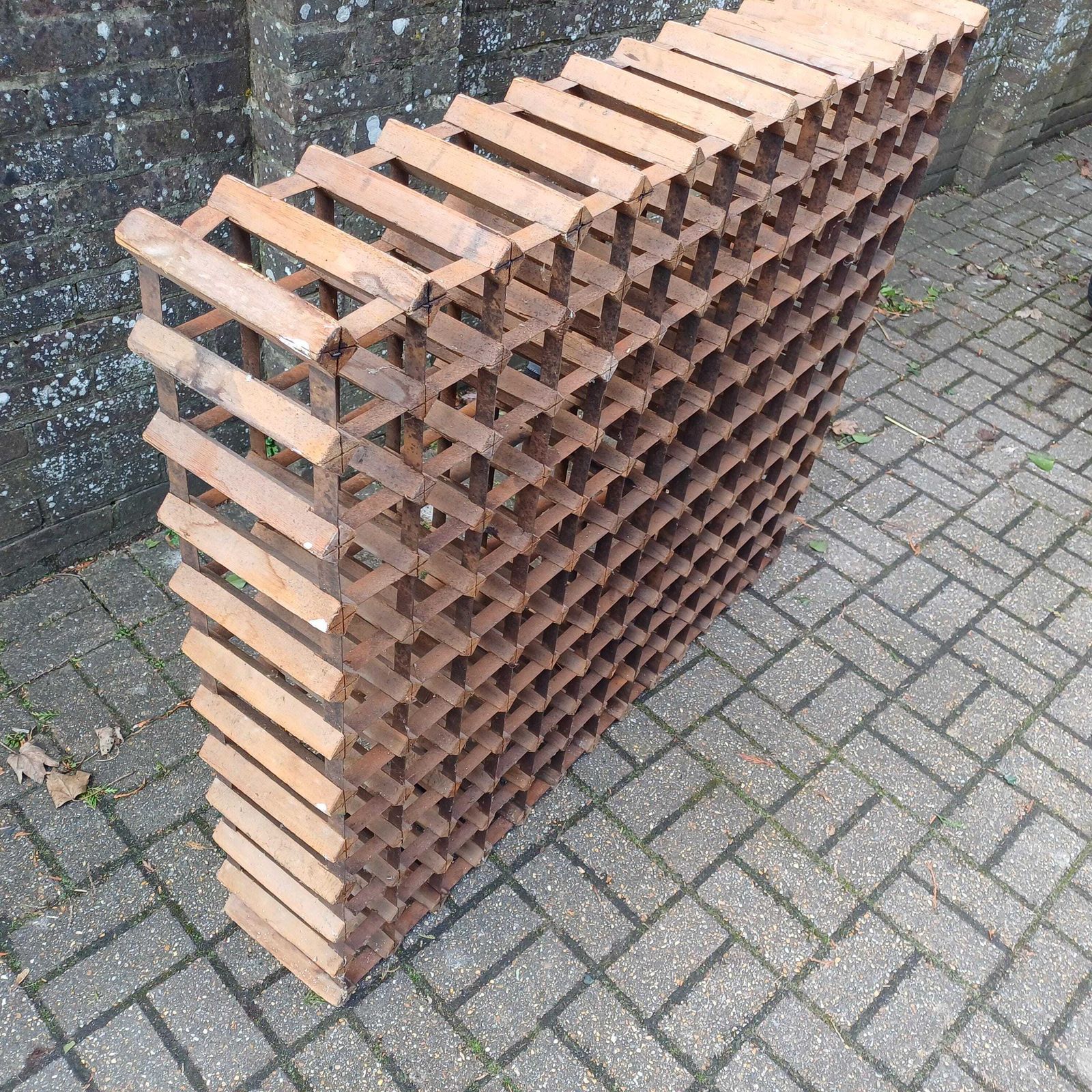 Vast Outstanding Wood And Metal Vintage Wine Rack – Enormous Proportions 110 X 130 Cm photo for sale
