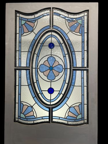 photo vinterior Victorian Stained Glass Front Door Old Antique Period Reclaimed Leaded Wood
