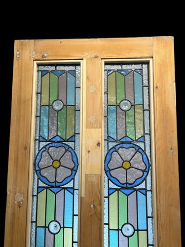 photo for sale Victorian Stained Glass Front Door Old Antique Period Reclaimed Leaded Wood