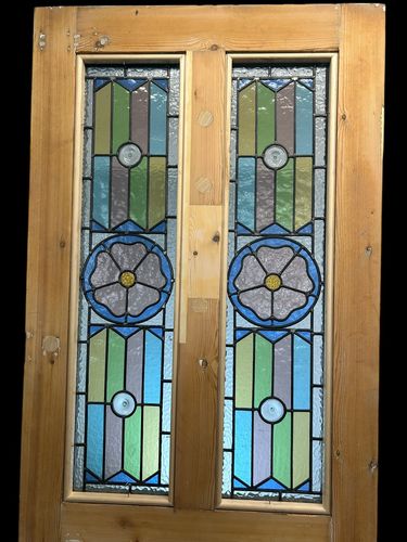 Home Fixtures Victorian Stained Glass Front Door Old Antique Period Reclaimed Leaded Wood photo